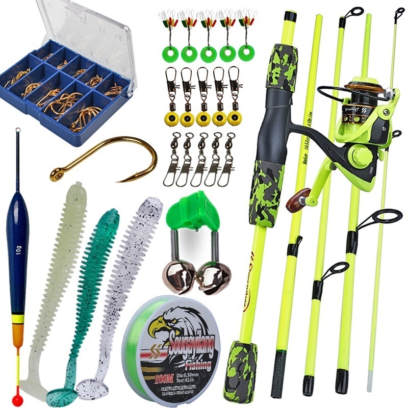 Kit Molinete + Vara SG 1.70 Cm + Linha 100 M + Caixa Anzol e outros