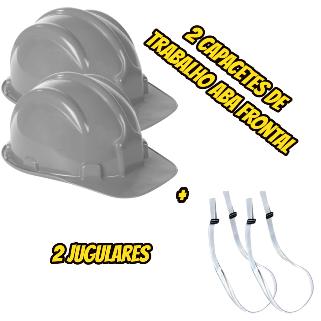 Capacete Segurança Aba frontal cinza + Jugular Kit c/2