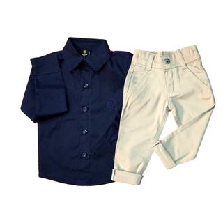 Roupa Infantil Social Menino Conjunto Calça + Camisa Azul Marinho Festa Casamento