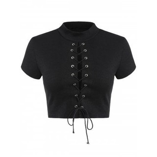 Cropped com ilhós de amarrar Goth ( Plus Size ) Witching Hour