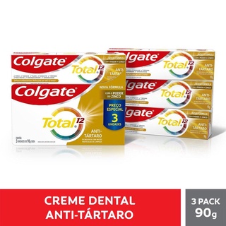 Creme Dental Colgate Total 12 Anti-Tártaro 90g com 3 unidades
