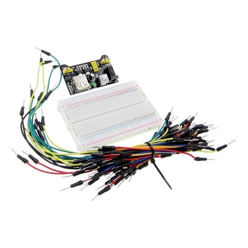 Kit Protoboard 400 Furos + Modulo Alimentação E 65 Jumpers