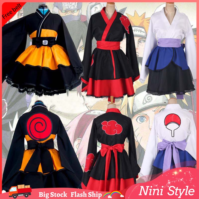 Naruto Cosplay Kimono Japonês Adulto Kids Akatsuki Nuvem Estampa Uchiha  Sasuke hyuuga hinata Vestido Feminino | Shopee Brasil