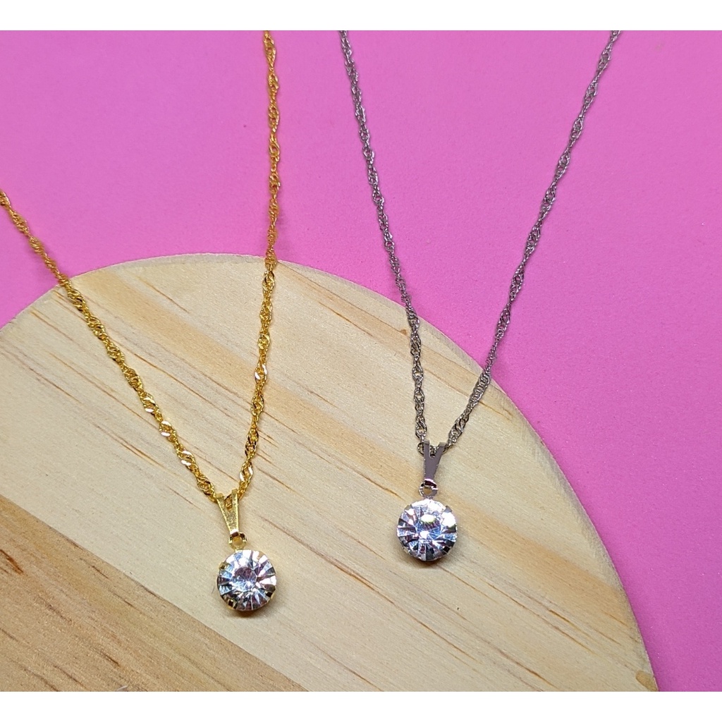 Colar Corrente Feminino com Pingente pedra Zircônia Ponto de Luz Folheado 45cm Gargantilha Dourado Moda