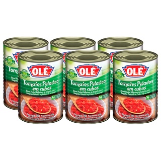 6 Tomate Pelado Cubos Lata Olé 390g Liquido Drenado 240g