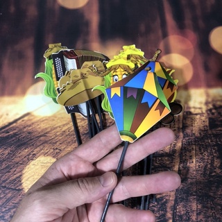 10~50 tag topo no palito variados festa junina 12 CM  festa de São João balão milho fogueira sanfona chapéu cod 61.7 em Oferta na Shopee