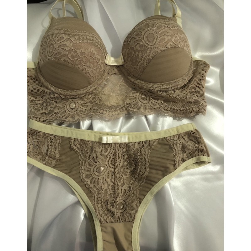 Conjunto De Lingerie Nude Tamanho P Shopee Brasil