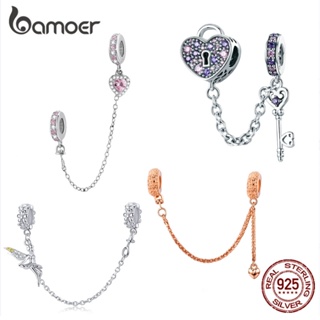 Bamoer 925 Prata Esterlina Corrente De Segurança Coração Eterno Jóias Pulseira Encantos Versátil Presente Casal em Oferta na Shopee