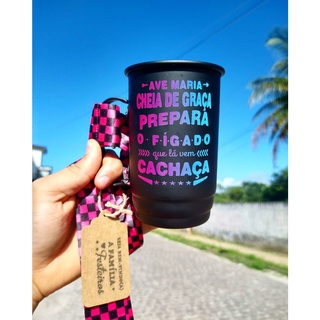 Caneca de alumínio personalizada - Caneca de alumínio personalizada com tirante - Caneca de alumínio preto fosco - Caneca de alumínio 400ml personalizada