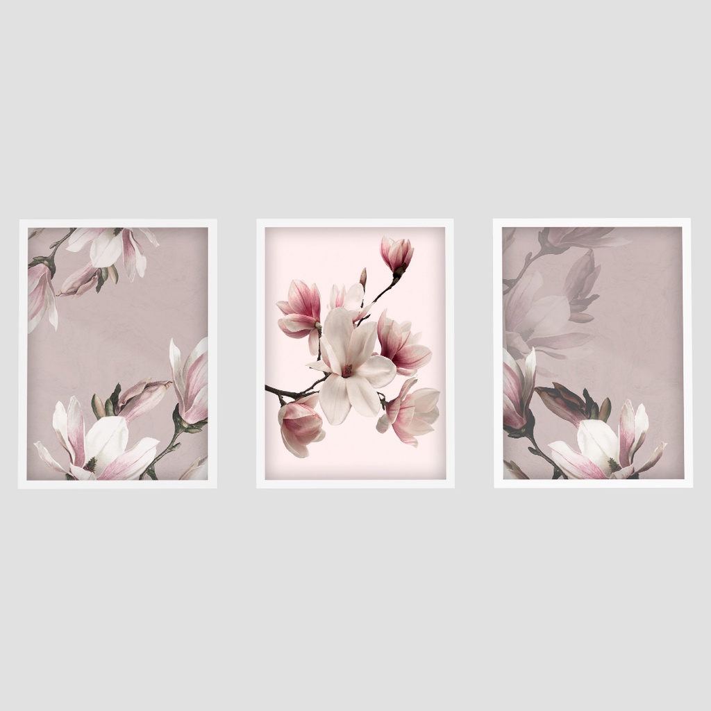 Conjunto Quadro Decorativo 40x60 Floral Moldura Para Sala Flores