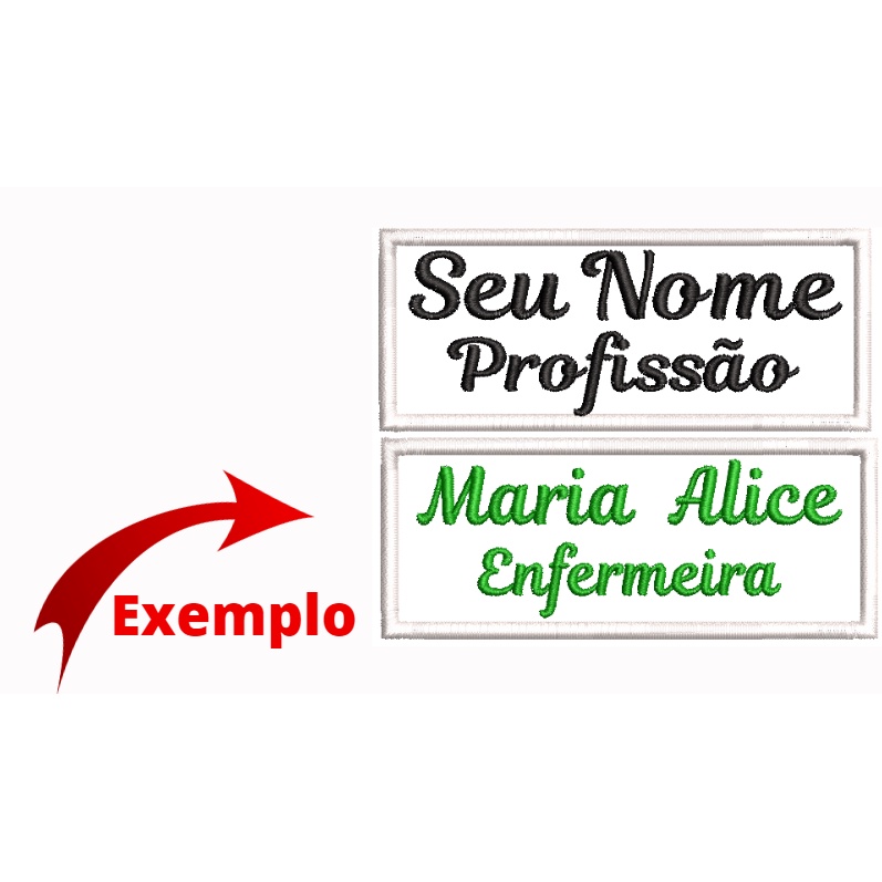 Seu Nome + Profissão =  Patch Bordado Termocolante Jalecos e Uniformes
