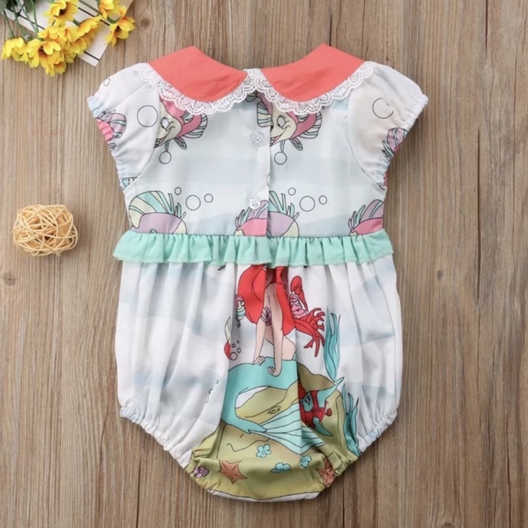 Body Bori de Bebê Menina Roupinha de Bebe Temática Romper Desenho Ariel Peq Sereia Mesversário Fotos