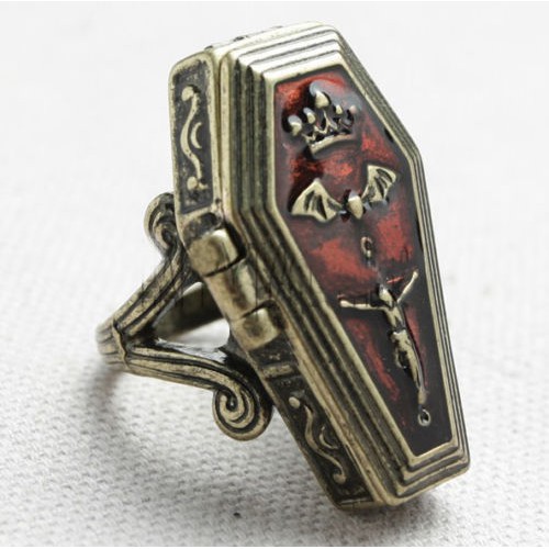 Anel Com Coroa Esmaltado/Cruz/Jesus/Vampiro/Caixão Em stock LY