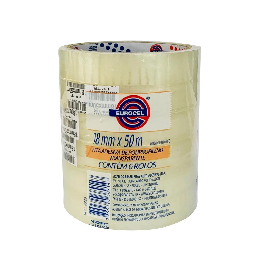 Fita Adesiva durex  Eurocell 18x50 Pack com 6 unidades em Oferta na Shopee