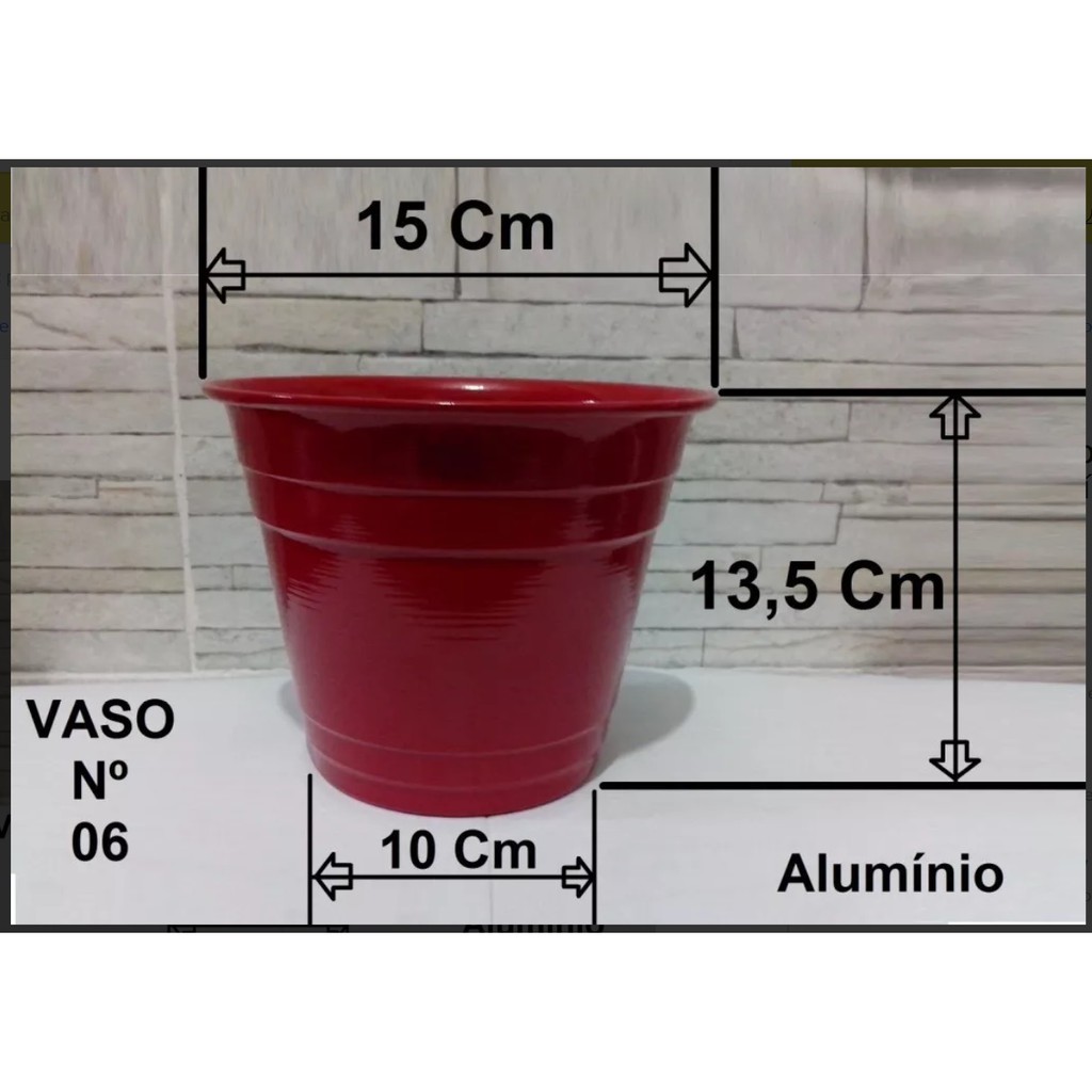 02 Vasos Cachepô Nº06 Altura 13,5 Centímetros Em Alumínio