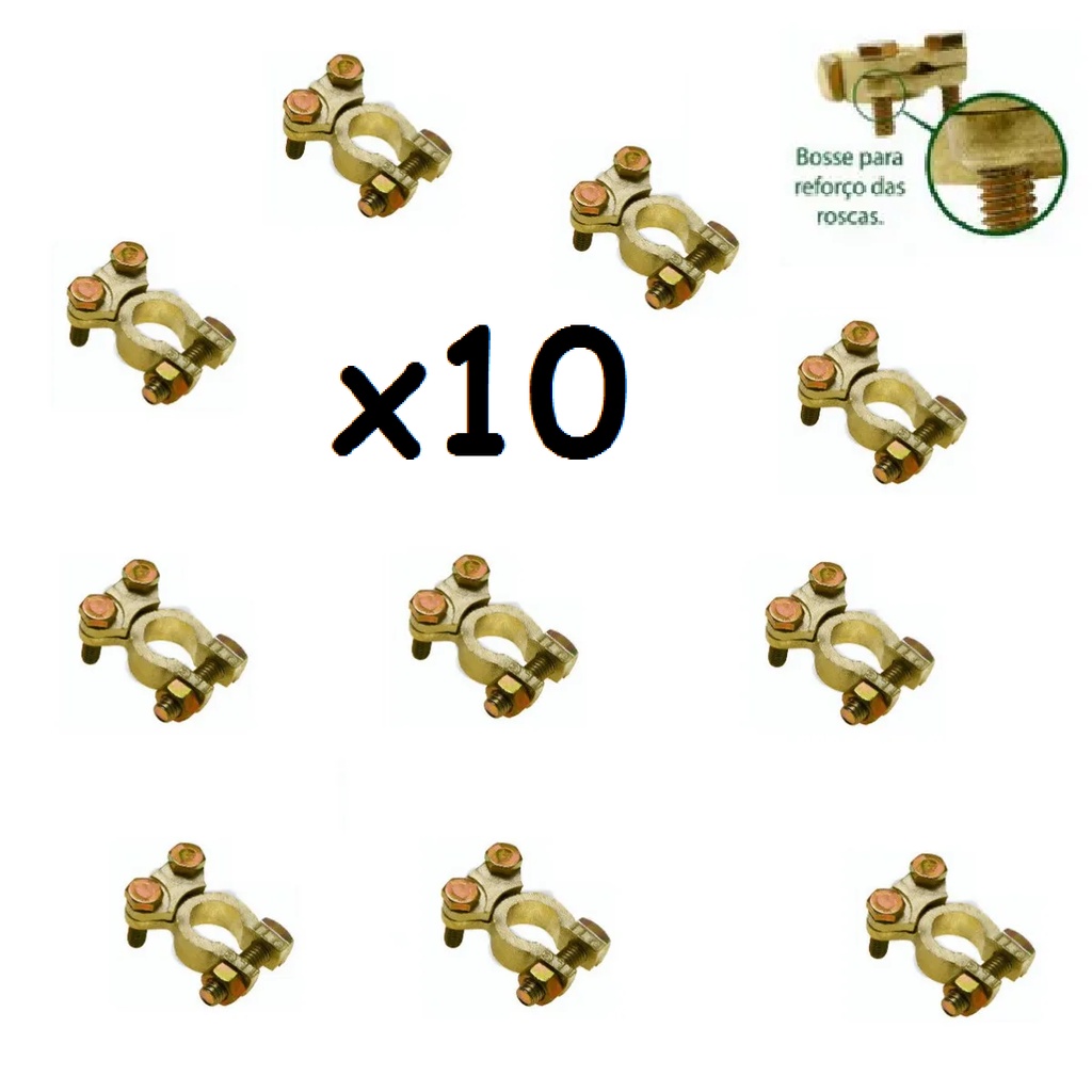 Kit 10 Terminal Bateria Sapao Reforcado Com Parafuso Ilg112