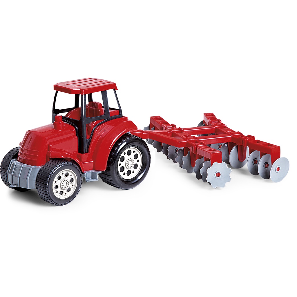 Trator com Arado Agromax Fazenda Brinquedo Menino Infantil +3 anos Cores Sortidas Poptoys 98218