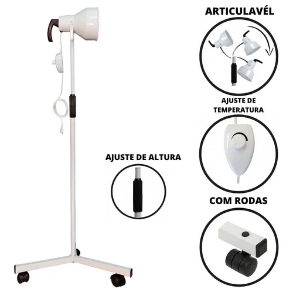 Suporte Pedestal Infravermelho Fisioterapia com Dimmer