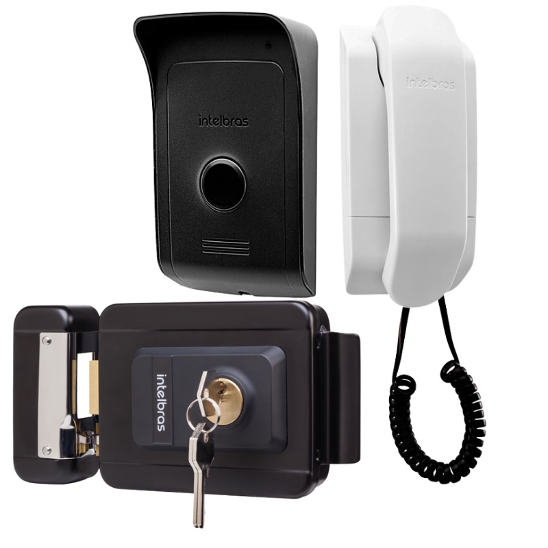Kit 1 Porteiro Interfone IPR1010 e 1 Fechadura FX1500 preta INTELBRAS IPR 1010 FX 1500