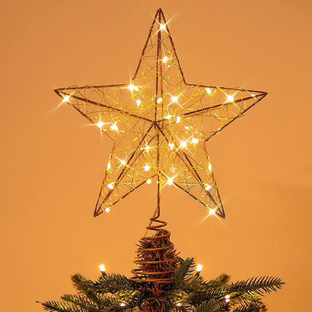 Topo de árvore de Natal/estrela/ouro com luzes LED Decorativo Árvore De  Natal Com Glitter / Estrela / Pingente De Pendurar / Decoração De Árvore De  Natal / Festival /Presente | Shopee Brasil