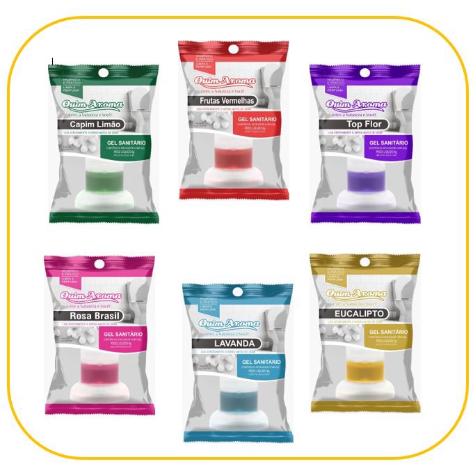 Kit 3 Unidades Gel Sanitário Fragrancia Rosas Brasil Quim Aroma