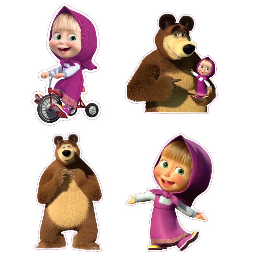 50 Apliques Masha e o Urso Toppers Recortes Tubete Enfeites Tags em Oferta na Shopee