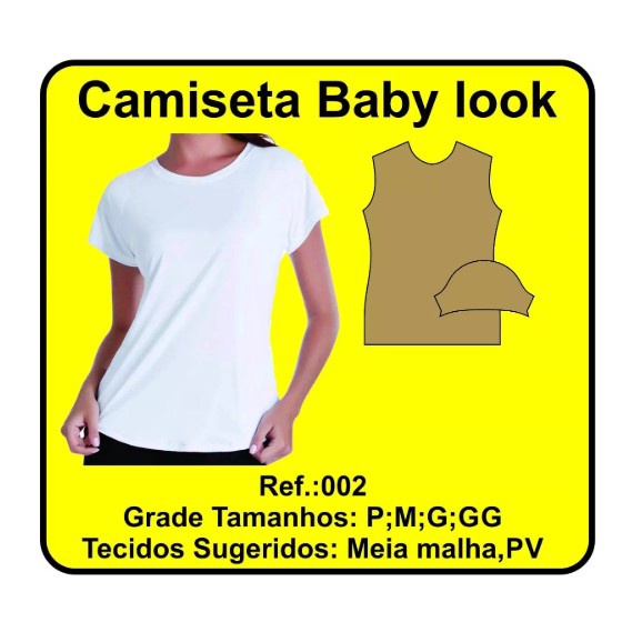 Molde confecção Camiseta Baby Look Feminina