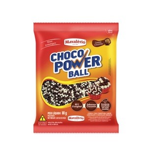 Choco power ball micro sabor chocolate e chocolate branco 80g - Mavalerio em Oferta na Shopee
