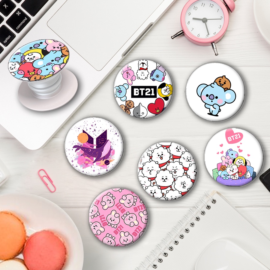 Suporte de dedo para celular Pop soket Cell Bt21 Mascotes