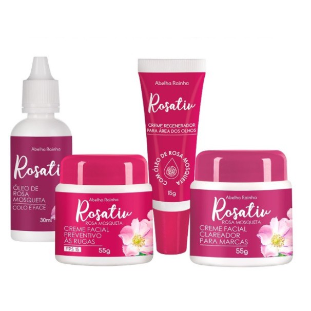 Kit Rosativ - Com Óleo Mosqueta - Tratamento Intensivo para Pele Madura com 4 Itens. em Oferta na Shopee