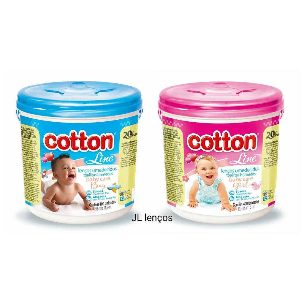 2 Baldes Lenços Umedecidos 400 Unidade Cada Cotton Line em Oferta na Shopee