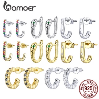 Bamoer Prata Genuína 925 Zircônia Simples Brincos De Tarraxa Moda Joias Para Mulheres Presentes Meninas