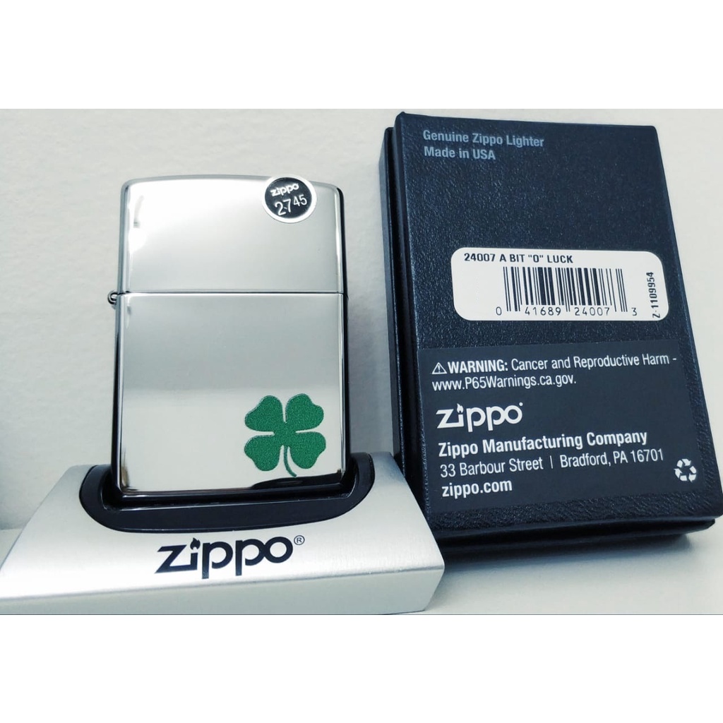 Zippo 24007 O Luck Green Clover Inox Polido - High Polish Chrome - Original  - MADE IN USA | Shopee Brasil