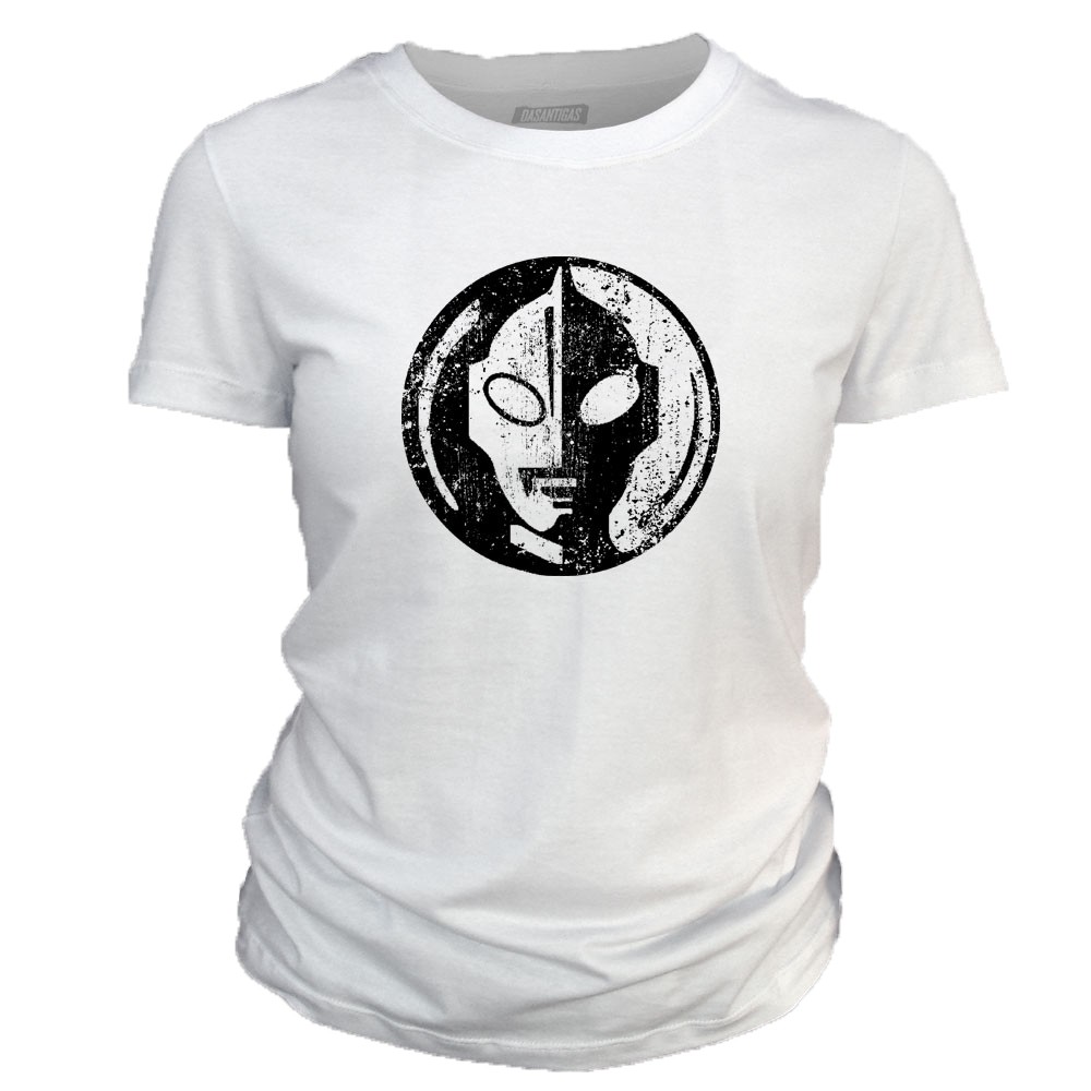 Camiseta feminina 100% algodão Dasantigas estampa Ultraman em serigrafia ( silk ).