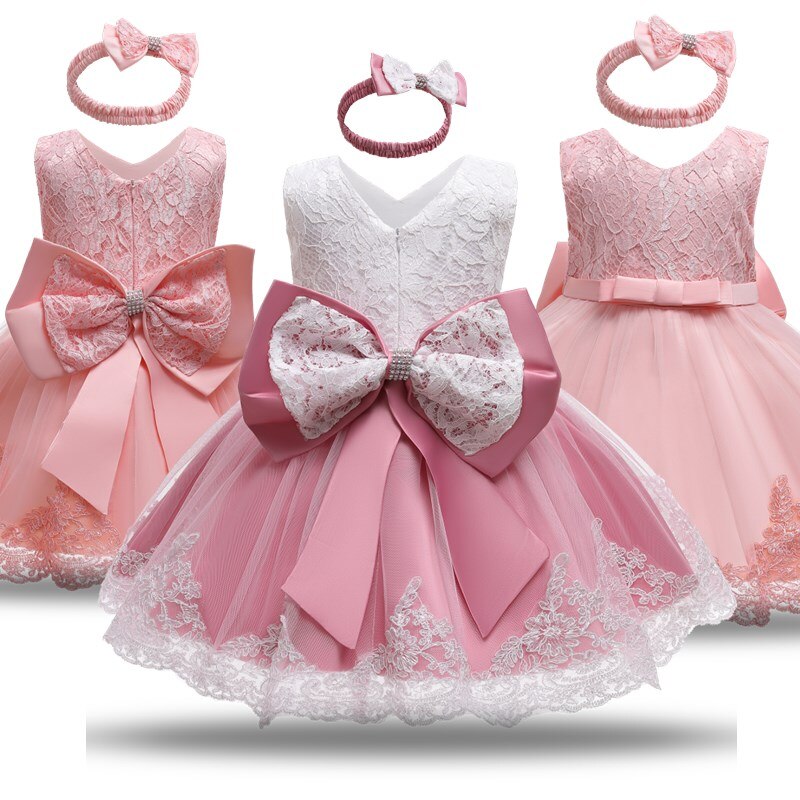 WFRV Baby Girl Kids Flower Lace Embroidery  Birthday Tutu Dress Wedding Gown em Oferta na Shopee