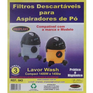 Saco Descartável Aspirador Pó Lavor Wash Compact C/ 03 Un.