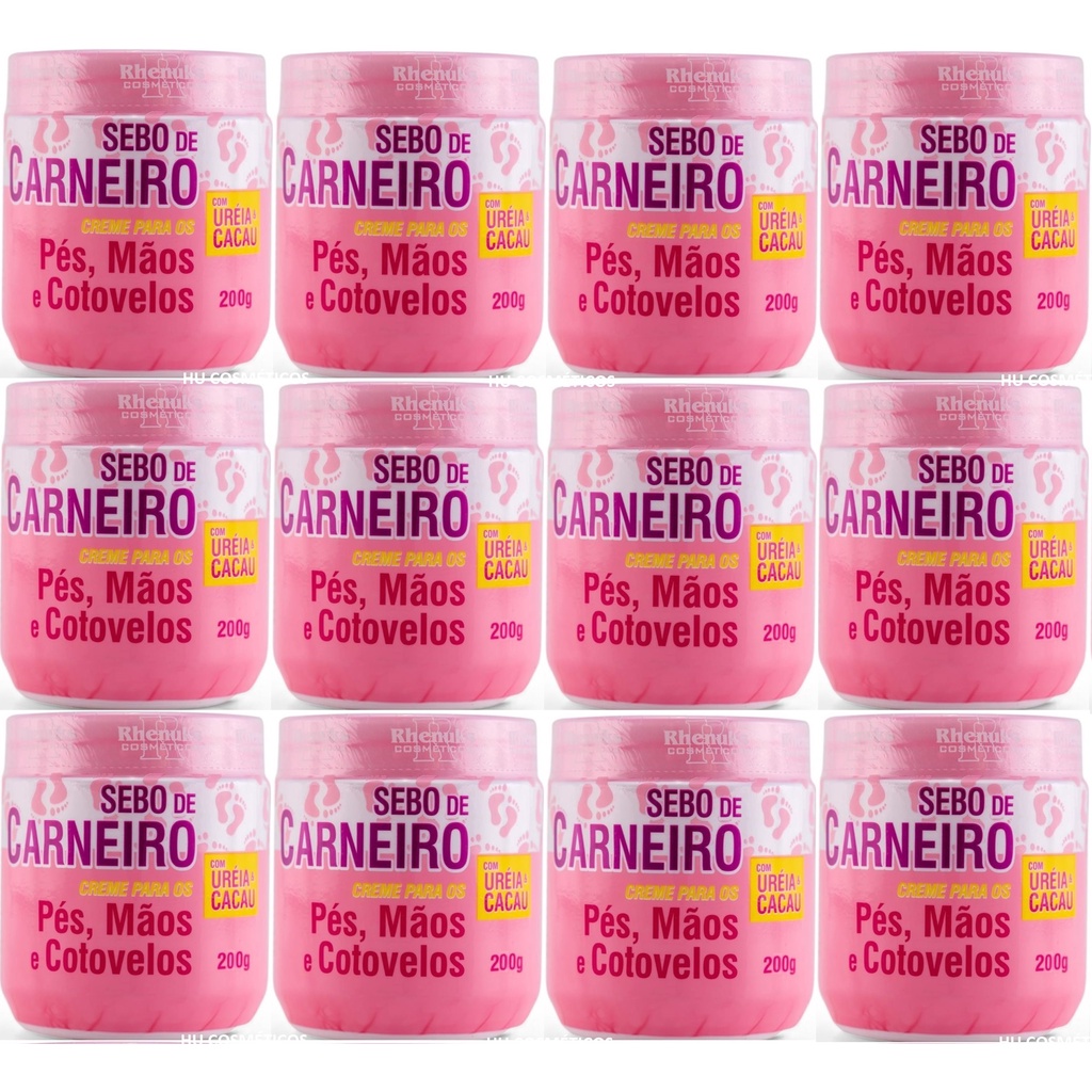 Caixa com 12 Creme Sebo De Carneiro 200g - Rhenuks
