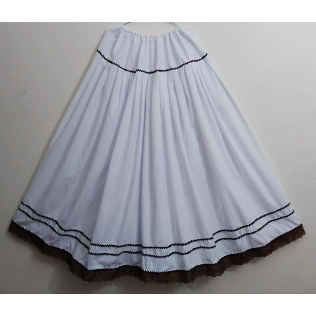 Saia Branca Detalhes Marrom Xangô Umbanda Candomblé