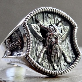 Anel Thor Martelo De Aço Inoxidável 316L Anéis De Machado Duplo Odin Norse Pagan Biker Amulet Jewelry Para Ele