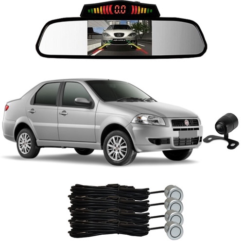 Sensor De Ré + Espelho Camera Ré Fiat Siena Prata em Oferta na Shopee