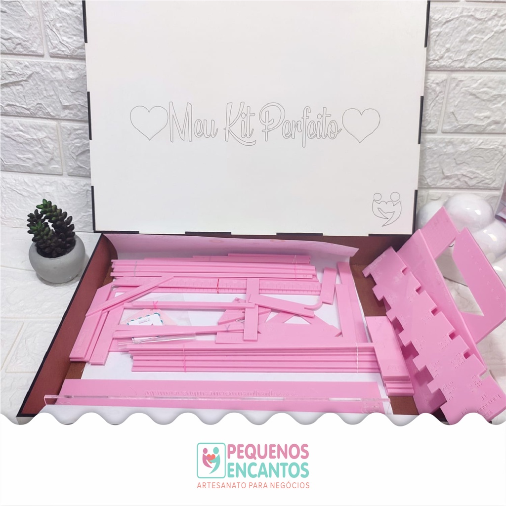 Meu Kit Perfeito - Super Kit de Gabaritos de Acrílico Completo com Caixa de MDF  Gabaritos- Acrílico 3mm