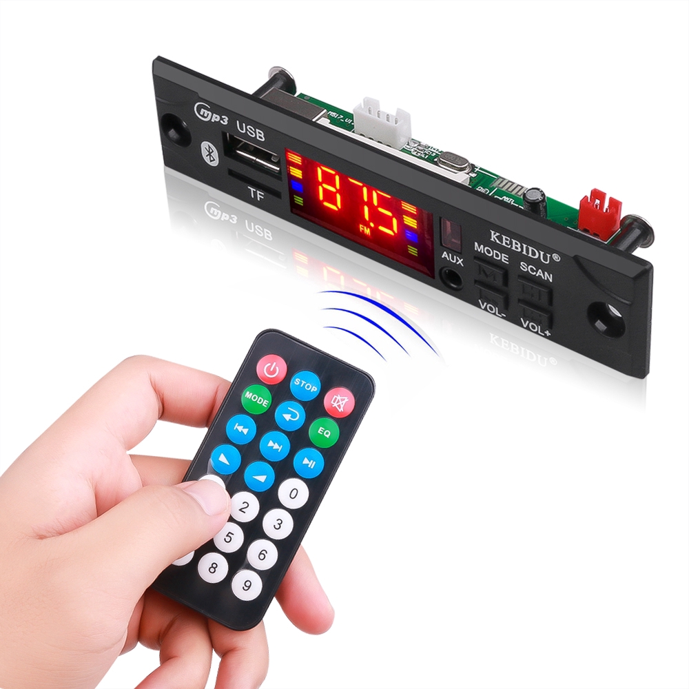 Rádio Modul Decodificador MP3 FM Bluetooth Sem Fio 5-12V Suporte WMA USB TF Colorido Tela