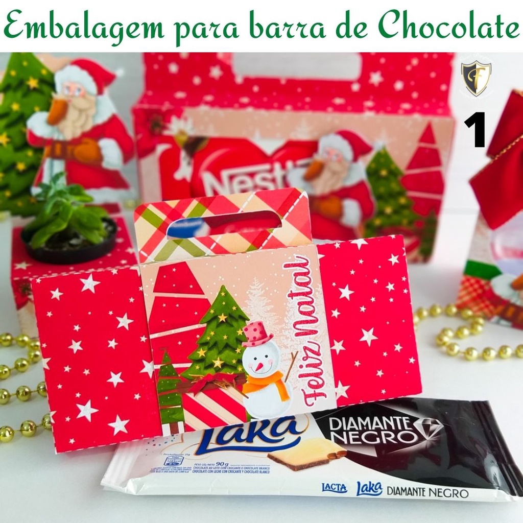 Embalagem para Barra de Chocolate Personalizada de Natal 2021 desmontadas |  Shopee Brasil