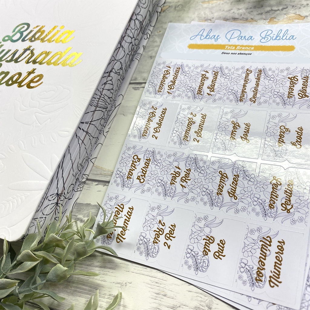 Abas Para Bíblia | Tela Branca | Índice Adesivo Personalizadas Com os Nomes dos Livros - Bible Journaling