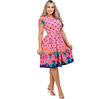 Vestido Feminino Com Pregas Midi Rodado Outllet Store