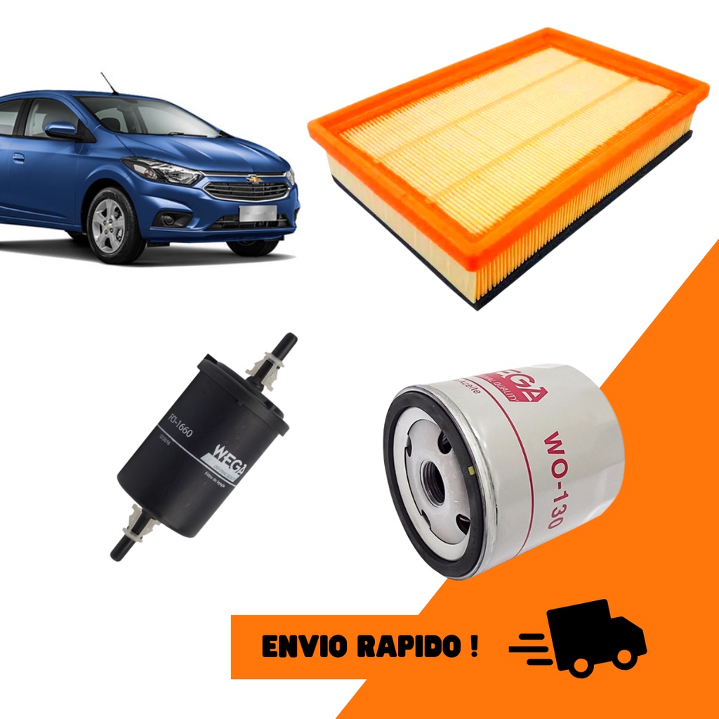 Kit Filtro Oleo Ar Combustivel Onix Prisma 1.0 1.4 2012 2013 2014 2015 2016 2017 2018