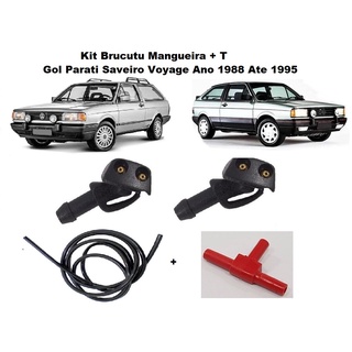 2 Brucutu Esguicho Ejetor + 3 metros Mangueira Vw Gol Parati Voyage Saveiro 1987 ate 2001 Quadrado Bola + T