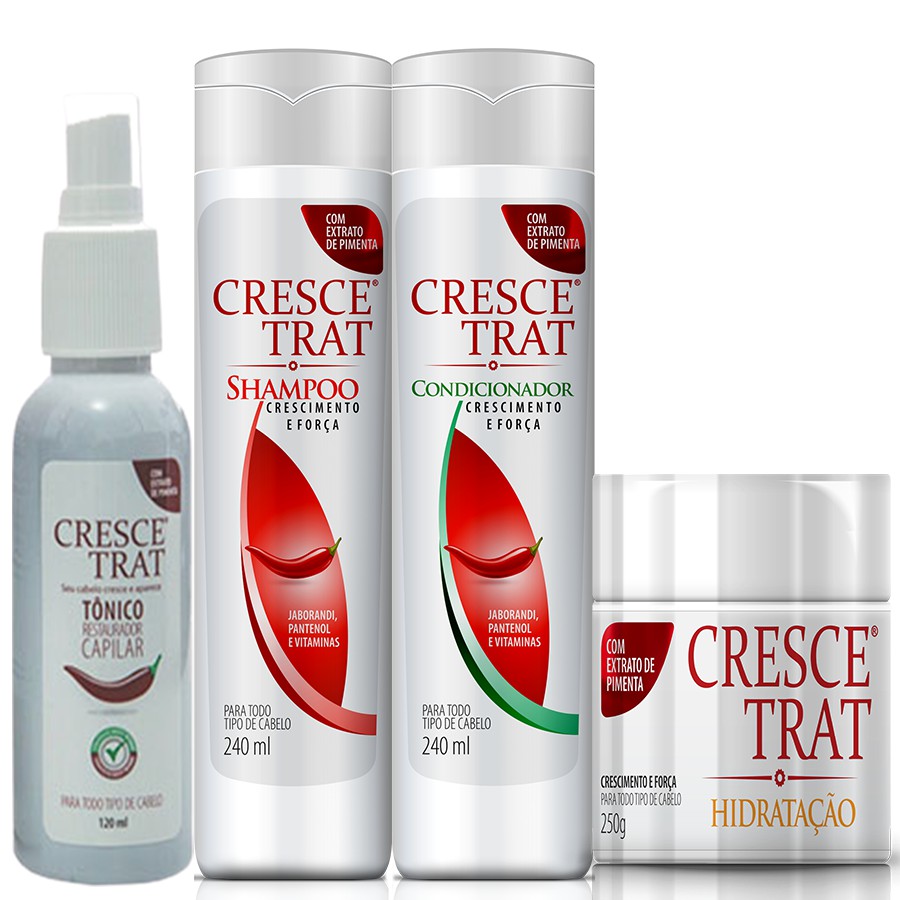 Crescetrat Tônico, Shampoo, Condicionador e Hidratação Anti queda de Cabelo Crescimento Capilar /Para Homens e Mulheres
