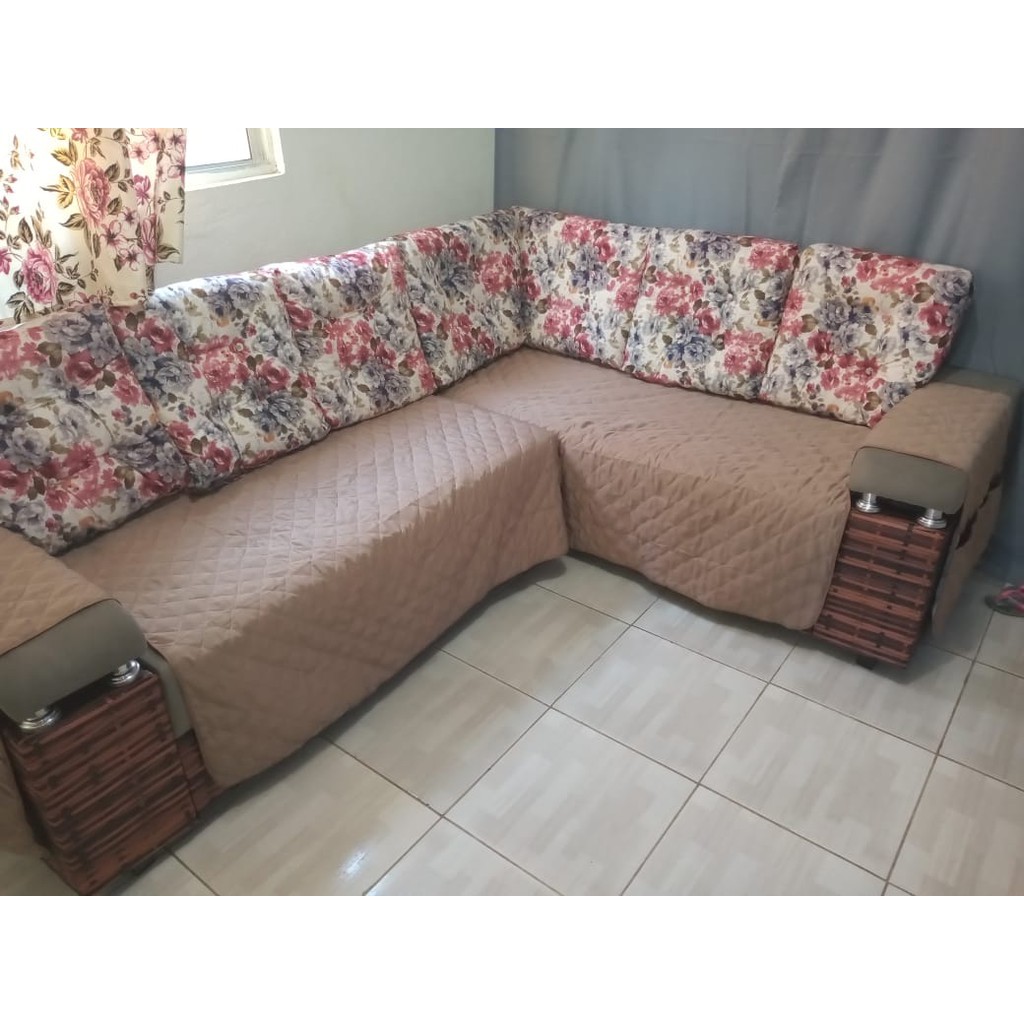 Protetor de sofa de canto inteiro + 6 capas de almofadas sob medida |  Shopee Brasil