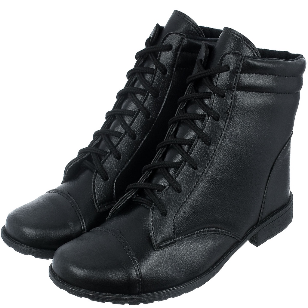 Coturno feminino salto baixo bota novidade s/ ilhós em Oferta na Shopee
